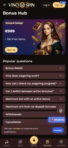 Vincispin Casino mobilapp